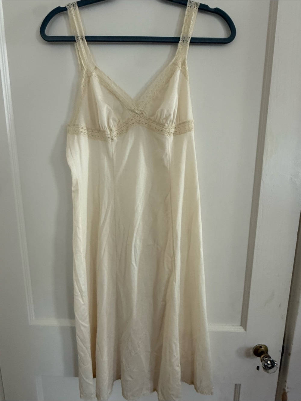 Vintage Cream Lace-Trim Slip Dress - Women